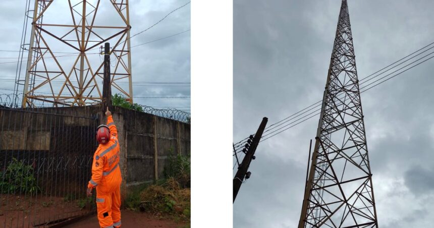 Torre de Tv é vistoriada por bombeiros no Jamila, em Ituiutaba