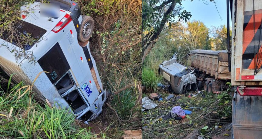 Carreta se envolve em acidente na BR-153 em Prata — Foto: Corpo de Bombeiros/Divulgação