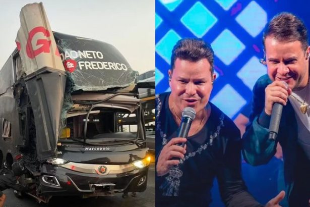 Ônibus de João Neto & Frederico bate em caminhão e deixa quatro feridos - Reprodução/Redes Sociais e Reprodução/Instagram