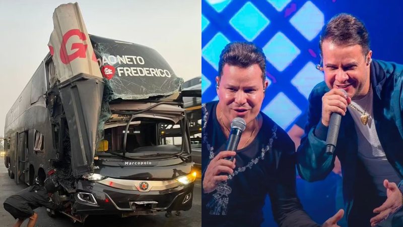 Ônibus de João Neto & Frederico bate em caminhão e deixa quatro feridos - Reprodução/Redes Sociais e Reprodução/Instagram
