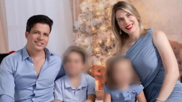 Bruno Almeida Souza, os filhos do casal, e a mãe Mireylle Fries Imagem ReproduçãoFacebook