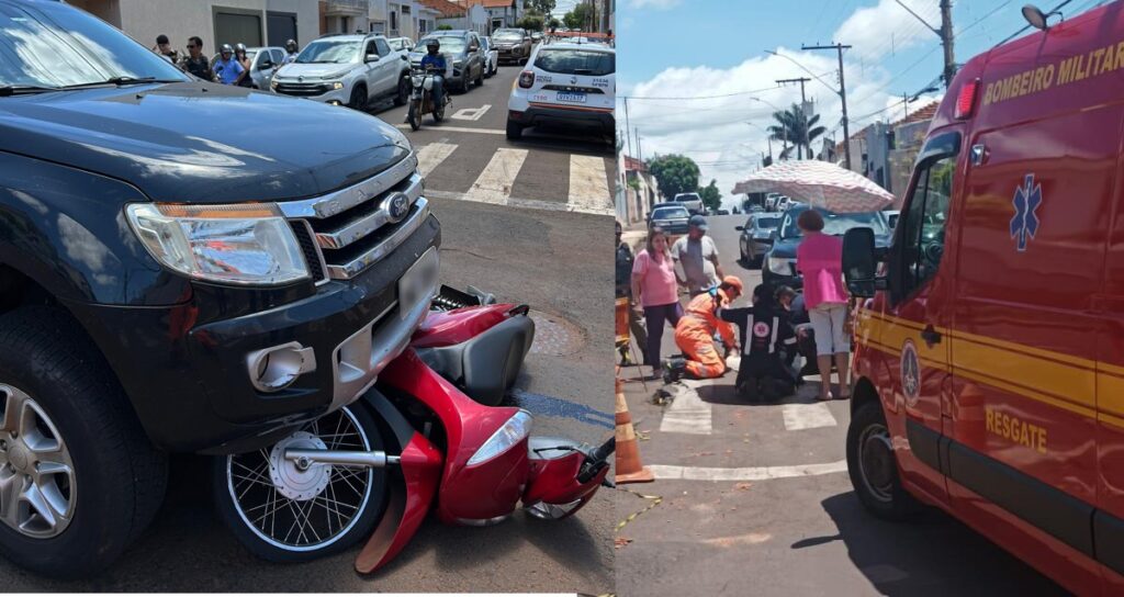 Bombeiros atendem acidente de trânsito no centro de Ituiutaba