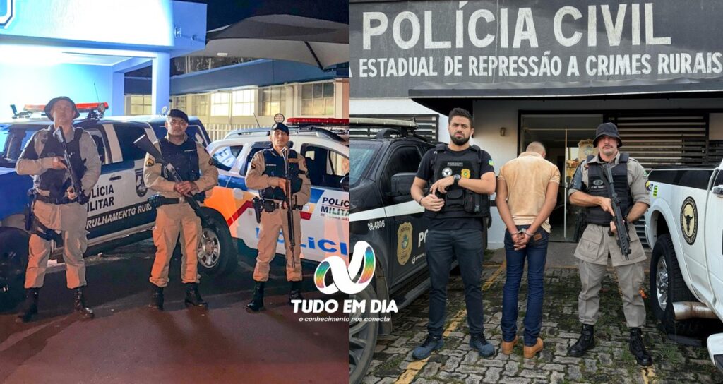 Policiais agiram em conjunto para efetuarem a prisão do suspeito