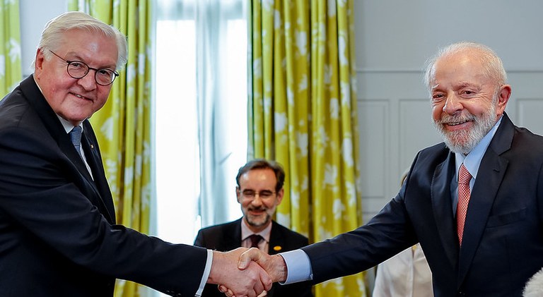 Presidente Lula durante reunião com o presidente da Alemanha, Frank-Walter Steinmeier